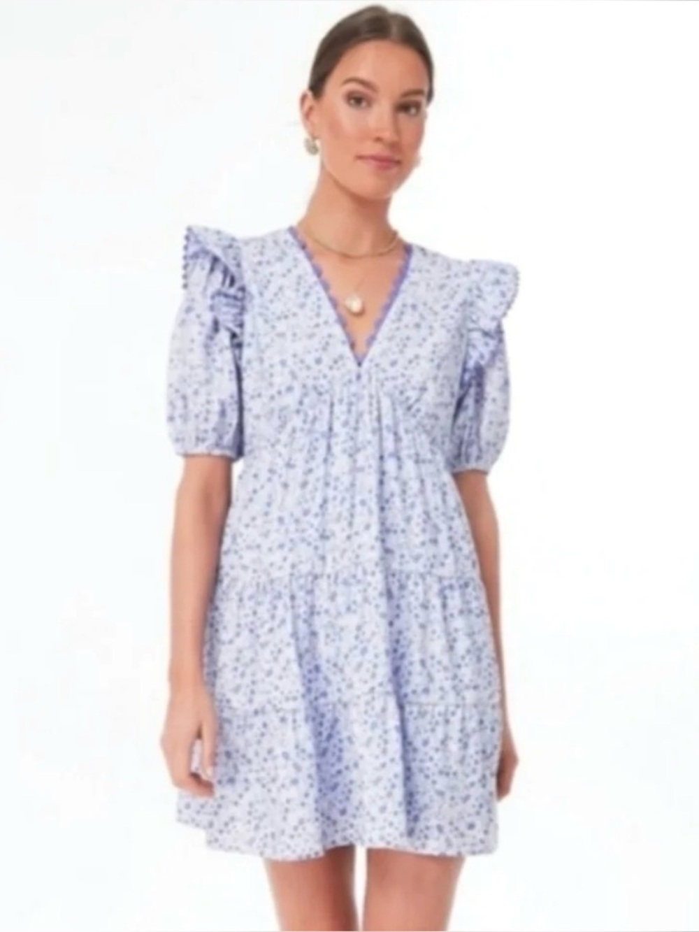 Tuckernuck Hyacinth House Leonie Mini Dress Lilac Floral Ric Rac M